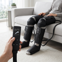 Masseur de jambes à compression d'air avec chaleur, machine de massage des pieds et des mollets pour la circulation sanguine, le soulagement de la douleur et la récupération musculaire