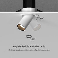 Spot encastré LED orientable et réglable 3000K Dim-to-Warm 10W, anti-éblouissement, pour plafond de magasin ou d'hôtel