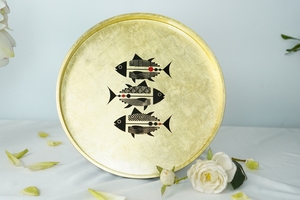 Bandeja redonda lacada Bandeja de madera para servir Vajilla Bandeja para servir alimentos Uso multifuncional de Vietnam - Product Image 2