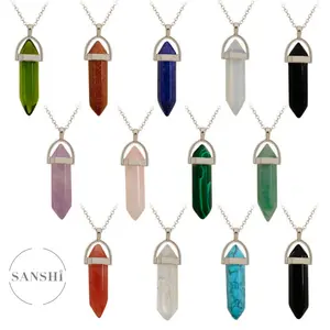 Groothandel kwaliteit geschenken natuurlijke zwarte agaat crystal arrowhead hanger natuurlijke kristal healing stone hanger voor ketting