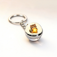 Portachiavi personalizzabile a doppia faccia a tema gatto stellato, con ciondolo a forma di cuore per ragazza, confezione a forma di libro
