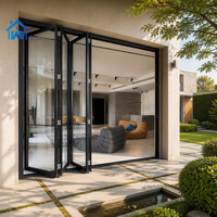 Porte pliante bi-directionnelle en aluminium avec double vitrage Low-E AS2047 CE pour intérieur/extérieur, idéale pour villa, chambre, balcon, terrasse