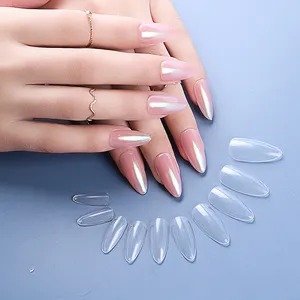 TSZS Best Selling Long Almond False Nail Tips Transparent Full Cover Artificial Finger Nails 500個Private Label