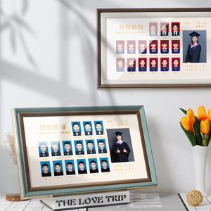 Campus Growth <b>Record</b> Photo Frame 25x25cm Resin Modern Minimalist Style With Support For Childhood To University Photos - Product Image 1