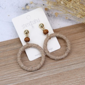 Thời trang hình học Crochet dệt Bông tai phổ biến phong cách khác nhau người phụ nữ handmade Bông tai mây - Product Image 4