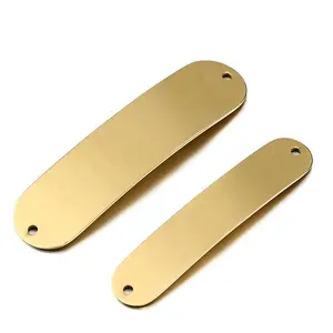 Yiwu Aceon Stainless Steel Long Oval Rectangle Metal Collar Strip Two Holes Curved ID Plates DIY Engrave Gold Connect Dog Tag