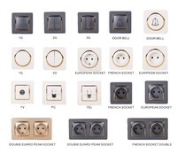 Prise murale électrique standard française Huayi 2026, interrupteurs muraux noirs, prises et supports de lampe 13A 15A, alimentation électrique légère