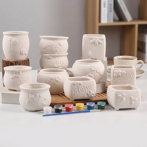 Mini pot de fleurs en céramique DIY résistant à la corrosion, peint à la main, design simple, pour l'éducation de la petite <span class=keywords><strong>enfance</strong></span> - Product Image 3