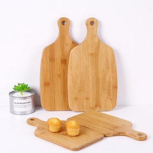 Juego de tablas de cortar de bambú, rectangulares, con mango, duraderas, para cortar frutas y pizzas - Product Image 2