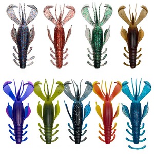 Grande crevette souple bicolore avec tentacules 10cm/10g, en PVC haute élasticité, avec rainure dorsale et paillettes intégrées, leurre réfléchissant - Product Image 6