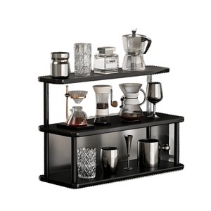 Étagère de rangement multi-niveaux à 2 étages, noire, pour comptoir de cuisine - Product Image 5
