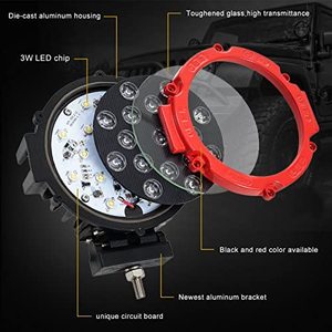 Faro Led redondo de 7 pulgadas para <span class=keywords><strong>Jeep</strong></span> Wrangler 51W Led luz de conducción de trabajo 24V accesorios para vehículos todoterreno 12V - Product Image 4