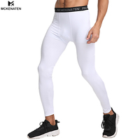 Leggings et pantalons de compression pour hommes à taille élastique, en Spandex/Polyester, vêtements de sport respirants et à séchage rapide pour les entraînements en salle de sport