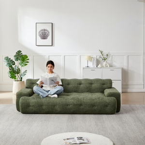 87.4-inch Cloud Series Modern Minimalist Button-Tufted Square Arm Three-Seater Chenille <b>Sofa</b> Set <b>Sofa</b> <b>Bed</b> Memory <b>Foam</b> Comfort - Product Image 4