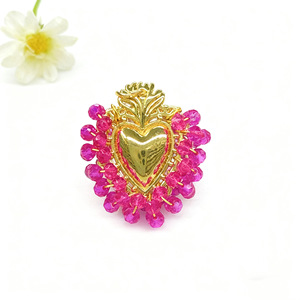 Ciondolo a Cuore Dorato Intrecciato con Perline di Miglio, Gioielli per Bracciali e Collane, Accessori Fai-da-<span class=keywords><strong>Te</strong></span>, Regalo di San Valentino - Product Image 4