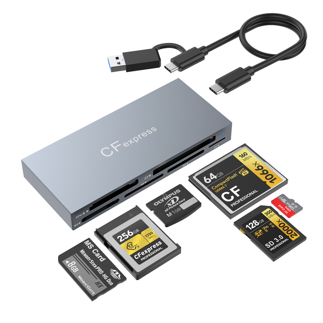 Portable Aluminum Thunderbolt 3 Port USB 3.1 Gen 2 10Gbps Card Reader Adapter Compatible with CFexpress XD & SD Cards iPhone 15