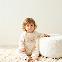 Combinaison Bébé Confortable en Coton à Épaules Dénudées, Imprimé Ours Cartoon, Fermeture à Boutons au Bas du Corps, pour Nouveau-né, Nourrisson et Tout-petit, Idéale pour la Maison