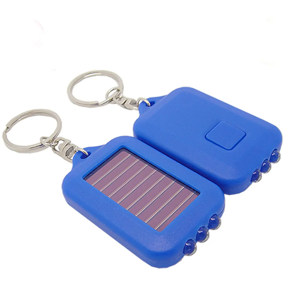 High Quality 3 Leds Solar Panel Led Flashlight Rechargeable Keychain Rechargeable Battery Lighting and Circuitry Design OEM 100
