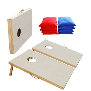 Commercio all'ingrosso personalizzabile regolazione dimensioni Cornhole Set esterno cortile buco di mais gioco con 2 tavole di legno e 8 Toss bag