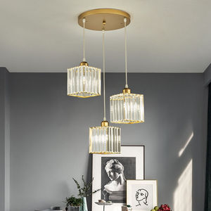 Modern Minimalist Crystal Pendant <b>Light</b> 3 Heads Round LED <b>Chandelier</b> For Dining Room Home Lighting E26 Bulb Base Switch Control - Product Image 3