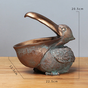 Europees geïnspireerde creatieve dierenfiguur, grote snavelvogel pelikaan, woonkamer, hal, sleutel, snoep, handgemaakt, opbergdoos, hars, ambacht, woondecoratie - Product Image 4
