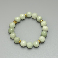 Bracelet élastique en acier inoxydable doré 18 carats avec de grandes perles de pierres précieuses naturelles pour femme