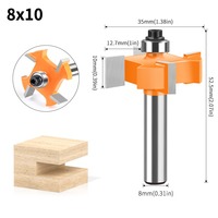 Fresa de ranurado para madera de 8 mm con vástago de carburo, 4 dientes, con rodamiento para recortar y grabar madera