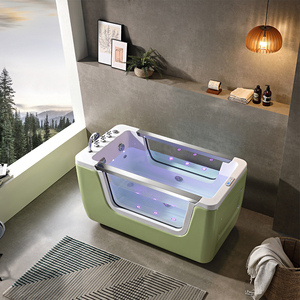<span class=keywords><strong>Baignoire</strong></span> bébé rectangulaire autoportante moderne en acrylique vert avec fonction de trempage et drain inclus pour salle de bain - Product Image 2