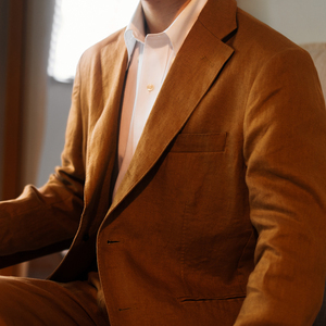 <span class=keywords><strong>Ropa</strong></span> de lino de algodón italiano de un solo pecho Single West Business Casual Thin Color sólido Hombres Slim Fit Traje blazer - Product Image 2
