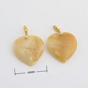 CZ8890 Liontin Hati Giok Hijau Asli 40mm, Batu Permata Alami untuk Pembuatan Perhiasan Kalung - Product Image 4