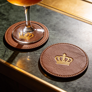 Vintage Luxury Custom Logo Printing Coffee Cup Mat Round <strong>Coasters</strong> Blank PU Leather Custom <strong>Coaster</strong> for <strong>Drinks</strong> - Product Image 2