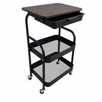 Chariot de rangement mobile en acier au carbone à 3 niveaux avec tiroir pour bureau et salon – Fournisseur direct de mobilier en gros