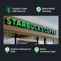 Enseignes lumineuses 3D Hongsen pour café, lettres 3D LED frontlit en acrylique et acier inoxydable, enseigne extérieure commerciale