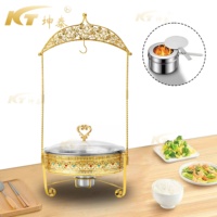 Équipement pour traiteur Ensemble de chauffe-plats électriques en acier inoxydable avec couvercle en or pour service de buffet pour hôtels et restaurants Carburant