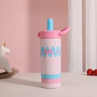 Vaso Térmico Portátil Personalizado con Asa, Doble Compartimento, de Acero Inoxidable 316, con Pajita, Diseño Creativo y Colorido para Chicas