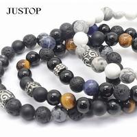 Pulsera de Moda con Cuentas de Piedra Natural de Ojo de Tigre, Forma Personalizada, Chapado en Acero Inoxidable, Ecológica