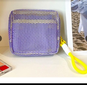 Large Capacity Eco-friendly Fashion Portable <b>Bean</b> Curd Bag Dopamine Mesh Cosmetic Bag Zipper Closure Sanitary Cotton Storage - Product Image 3