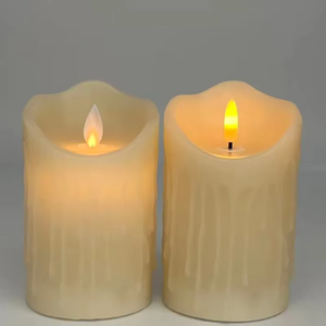 3피스 친환경 파라핀 왁스 필라 LED 캔들 리모컨 결혼식 생일 크리스마스 홈 데코-배터리 작동 - Product Image 3