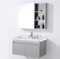 Ensemble de meubles de salle de bain résistant à l'eau, à fixation murale, pour hôtel, style moderne, gris cendré