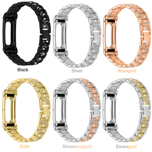 <span class=keywords><strong>Bracelet</strong></span> de montre de <span class=keywords><strong>luxe</strong></span> fin en acier inoxydable avec diamants pour Google <span class=keywords><strong>Fitbit</strong></span> Air, <span class=keywords><strong>bracelet</strong></span> de remplacement réglable - Product Image 1