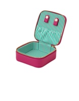 Boîte de rangement à bijoux promotionnelle personnalisée en cuir PU à rayures classiques pour voyage