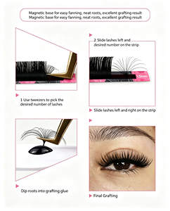 Extensions de cils volume Easy Fan DIY personnalisées, extensions de cils en velours noir mat, vente en gros, faux cils marque privée - Product Image 6