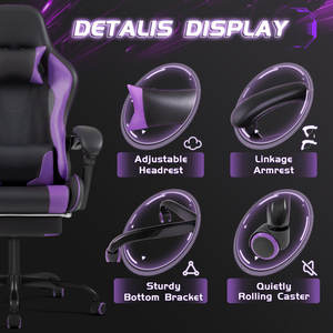 Silla Gamer Ergonómica Reclinable AJUNION de Piel Sintética Silla Giratoria con Reposapiés y Soporte Lumbar Silla de Oficina Estilo Carreras - Product Image 3
