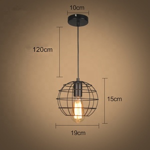 Thiết Kế Đơn Giản Sắt Lồng Đen Ánh Sáng Mặt Dây Chuyền E27 Đèn Hiện Đại Lịch Thi Đấu - Product Image 6