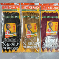 Extensions de Cheveux Synthétiques Tressées Pré-Étirées Texture Yaki Facile 4X 38 Pouces Prix Usine, Ombré, pour Tresses Africaines au Crochet