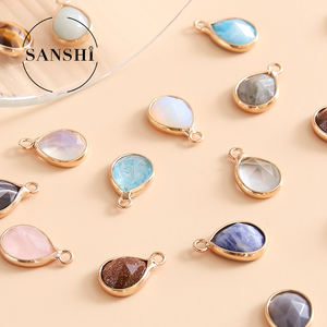 Liontin tetesan air batu alam gaya Bohemian liontin perhiasan gandulan lapis emas klasik untuk membuat perhiasan - Product Image 2