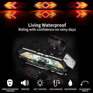 Feu arrière de vélo avec clignotants, télécommande, <span class=keywords><strong>indicateur</strong></span> de <span class=keywords><strong>direction</strong></span>, LED, rechargeable par USB, avec klaxon pour VTT - Product Image 4