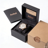 Boîte à montre rectangulaire pour homme avec logo personnalisé, noire, faite à la main, étui de rangement pour montre