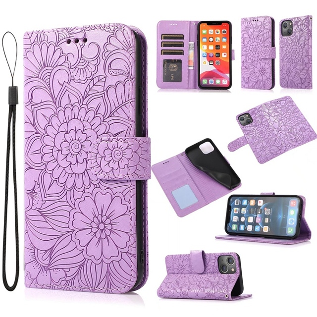 With Flap Flower Wallet Leather Case for Iphone 17 Air 16E 16 Pro 15 14 Plus 13 Pro Max 12 11 XR XS Max 6 7 8 Floral Flip Cover