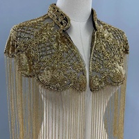 Nouvelle Cape à Franges Dorées Brodé de Luxe ODM 2026, Châle d'Épaule pour Mariage et Soirée, Accessoire d'Abaya